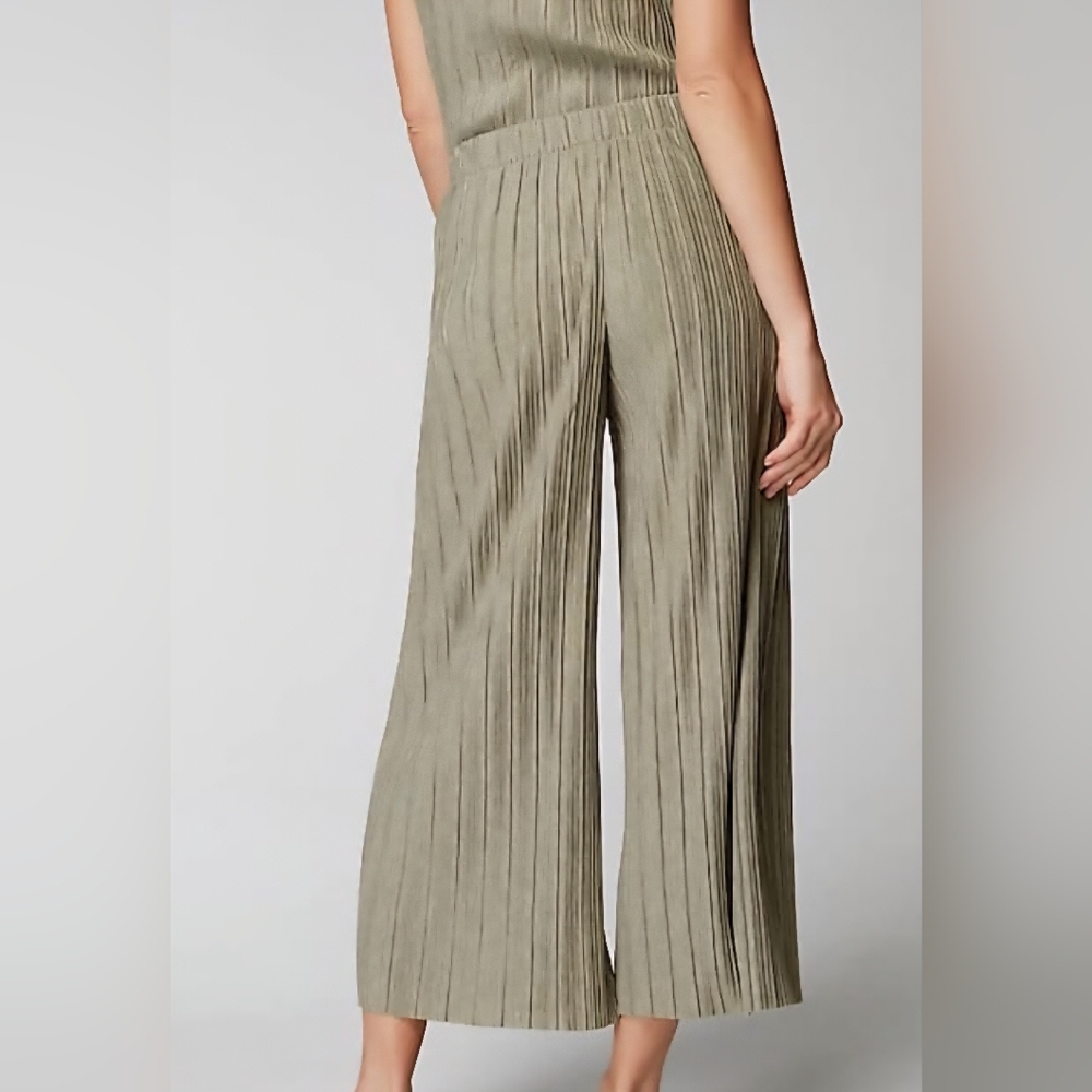 PURE JILL | Pleated Wide Leg Pants | Sage Green/Gray | Medium - Picture 6 of 8